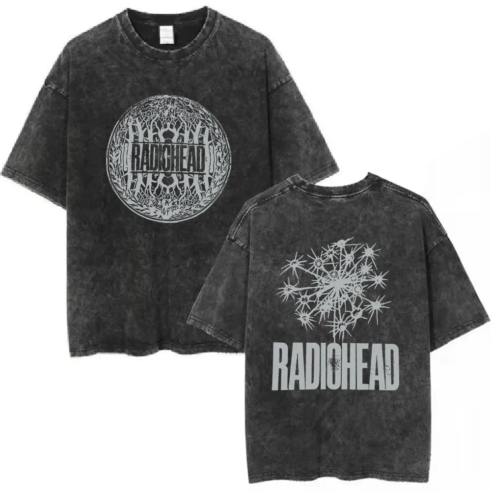 Rock Band Washed Cotton T Shirt Men Women Hip Hop Music Tee Fashion Short Sleeve Tshirt Summer Oversized T-shirts Tops