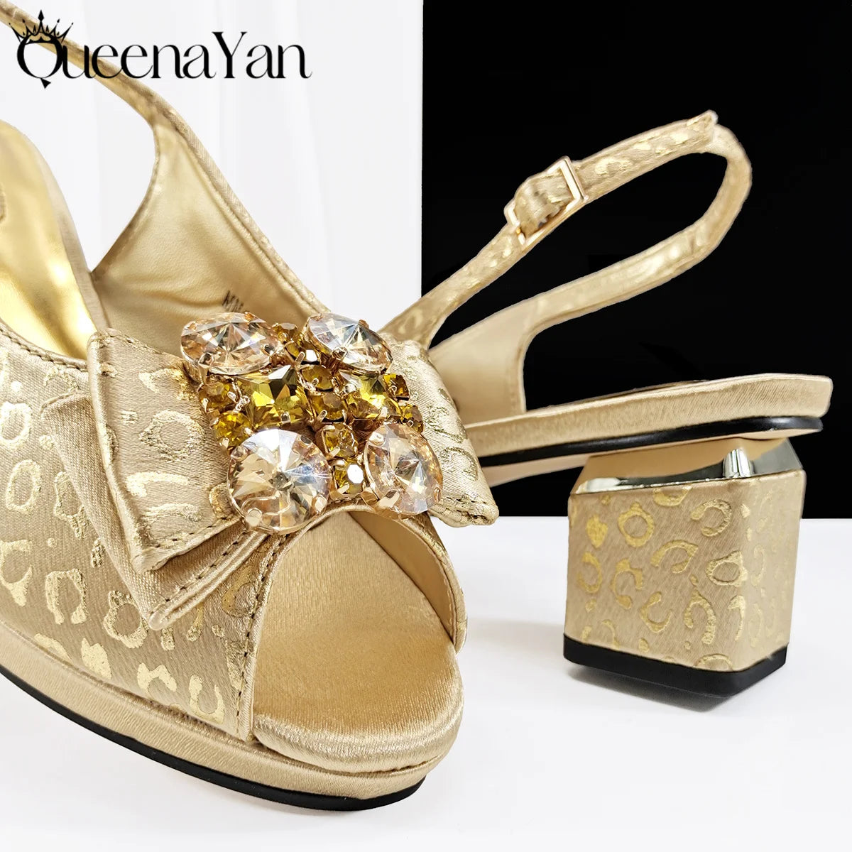 2025 Shiny Italian Fashion Pointed Toe Women Heel Fashion Rhinestone Decoration Pink Color Shoes And Bag Set