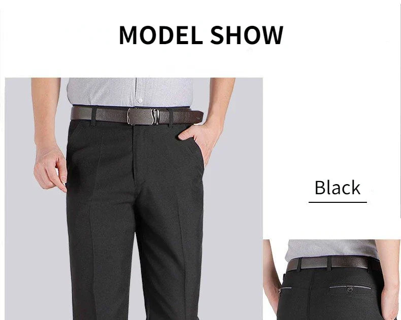 Big Plus Size Formal Pants Men's Bussiness Summer Thin Autumn Thick Black Blue Gray Stretch Loose Suit Office Trousers GOZBKF