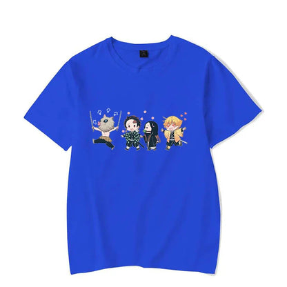 Hot Anime Kamado Tanjirou Kamado Nezuko Agatsuma Zenitsu Hashibira Inosuke Printed T-shirts Women Men Short Sleeve Summer Shirts