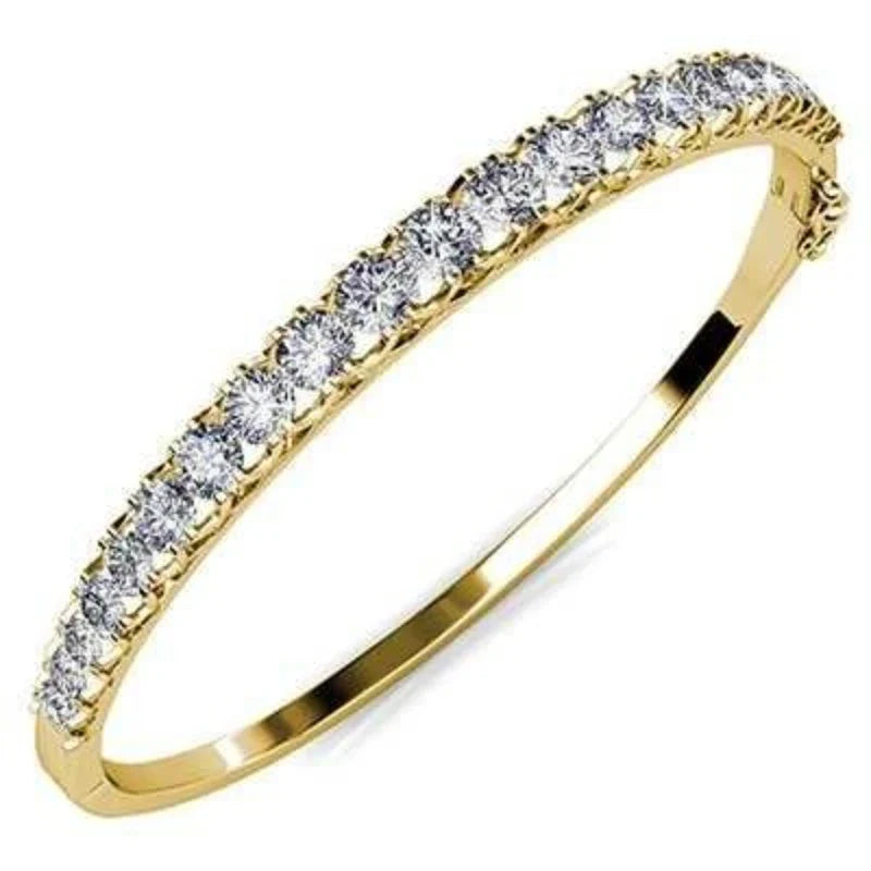 Round Cut Bangle Embellished with Premium Crystals for Women Quality Brass with 18K Rose Gold Plated Jewelry