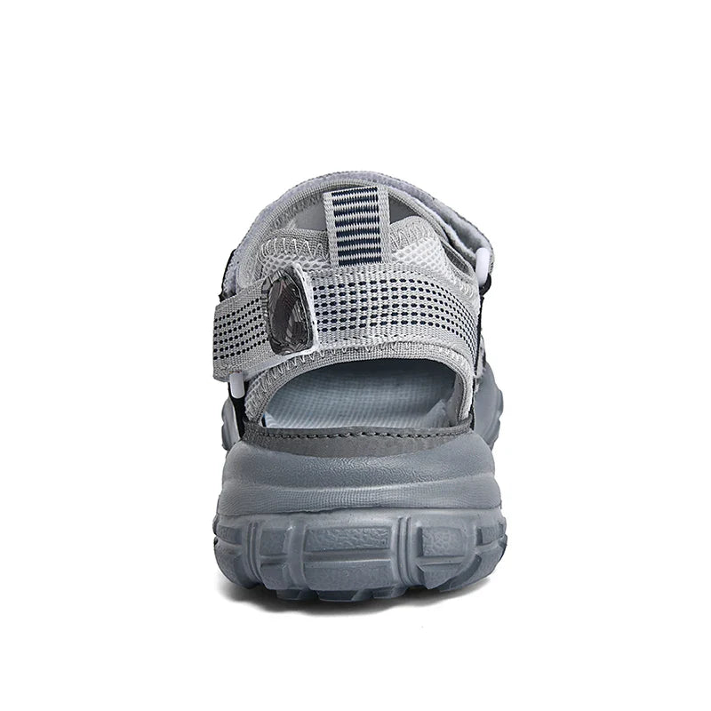 Kids Closed-Toe Sandals, Non-Slip Breathable Outdoor Sport Sandals for Boys, Adjustable Strap Hiking Beach Shoes for Summer