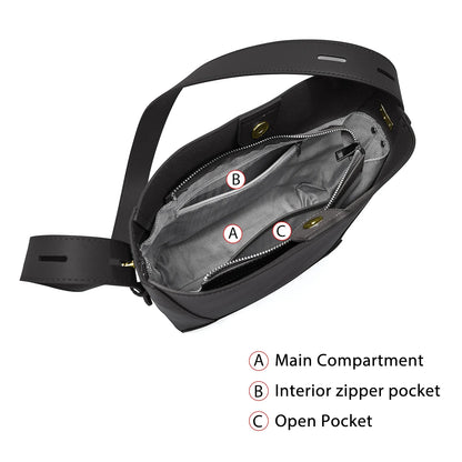 Lady Women Hobo Bucket Bag Split Leather Fashion Shoulder Bags Large Capacity Handbag Wide Adjustable Strap Female Bags