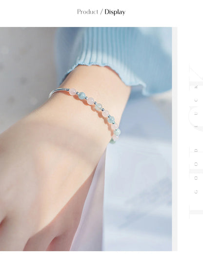 925 Sterling Silver Colorful Beads Crystal Charms Bracelet Fashion New Luxury Bangle Chain For Women Party Jewelry