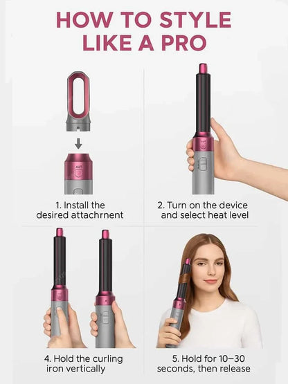 5 In 1 Professional Hair Dryer Hot Air Comb Brush With Curling Iron And Hair Straightener For Salon Quality Hair Styling