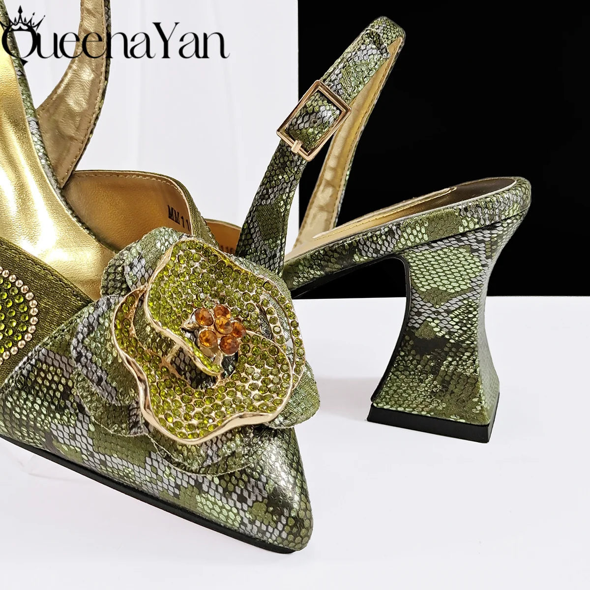 Premium Ladies Party Shoes and Bag Comfortable New Square Heels with Hand Bag For Wedding Or Work