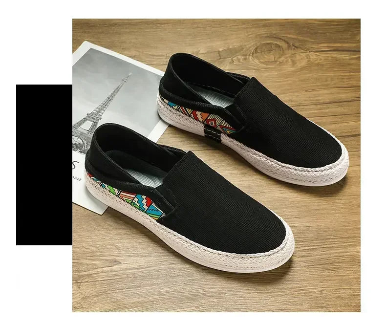 Sapatilhas Casuais Masculinas de Lona Tênis Masculino Slip-on Vulcanizado Confortáveis Sapatilhas Masculinas Mocassins Sapatos de Condução Zapatos Hombre