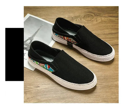 Sapatilhas Casuais Masculinas de Lona Tênis Masculino Slip-on Vulcanizado Confortáveis Sapatilhas Masculinas Mocassins Sapatos de Condução Zapatos Hombre