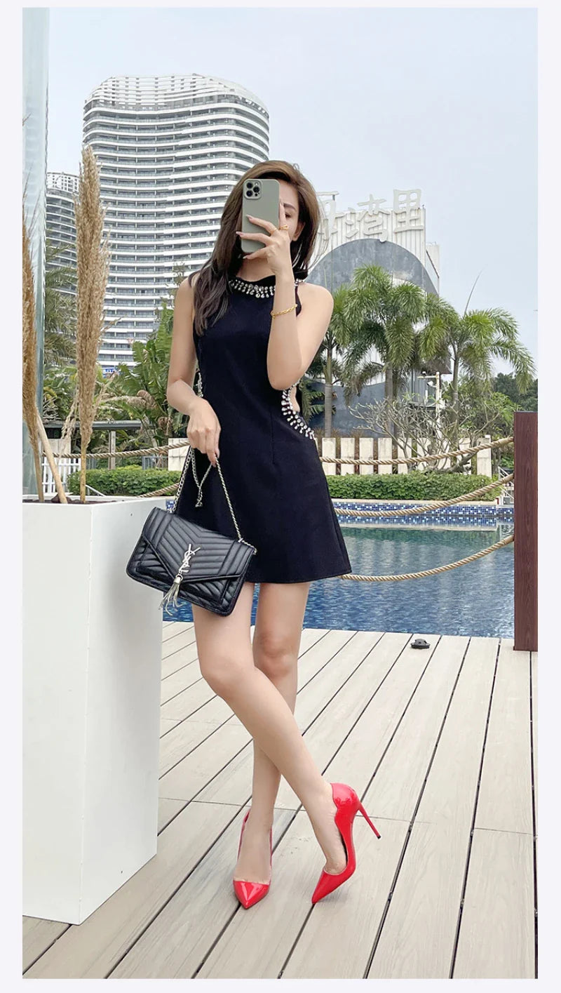 Sapatos Femininos de Salto Alto Fino, Bico Fino, Salto Agulha, Modelo Francês, para Balada Europeia e Americana, Cor Preta, para Dançar, Calçados Femininos