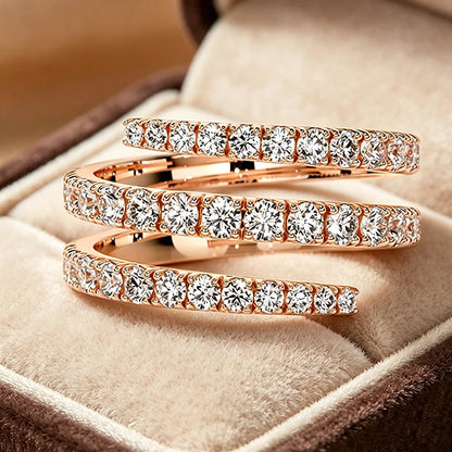 Gradient Gems Full Moissanite Rings for Women Open Stackable Ring Engagement D Vvs1 S925 Sterling Silver Promise Band