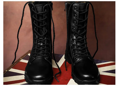 High Top Style Snow Boots Men Warm Men Lace Up Tactical Boots Brand Fashion Winter Ankle Boots Leather Outdoor Footwear