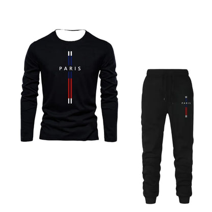 Autumn And Winter Two-Piece Versatile Daily Men's Sleepwear Long Sleeved Pants Letter Printed Pattern Basic Shirt Home Suit Set