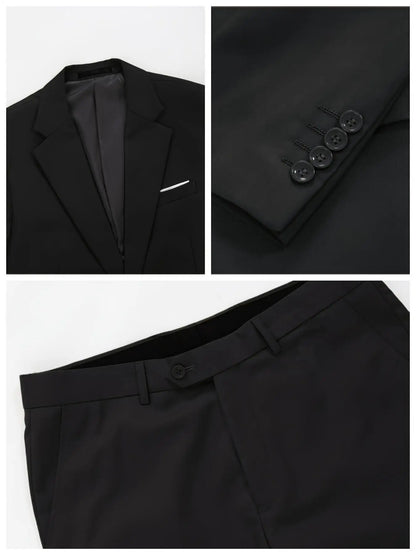 Men's Two-Piece Suit Set, Casual High-Quality Blazer and Pants, Suitable for All Seasons, Business, Party, Office Wear