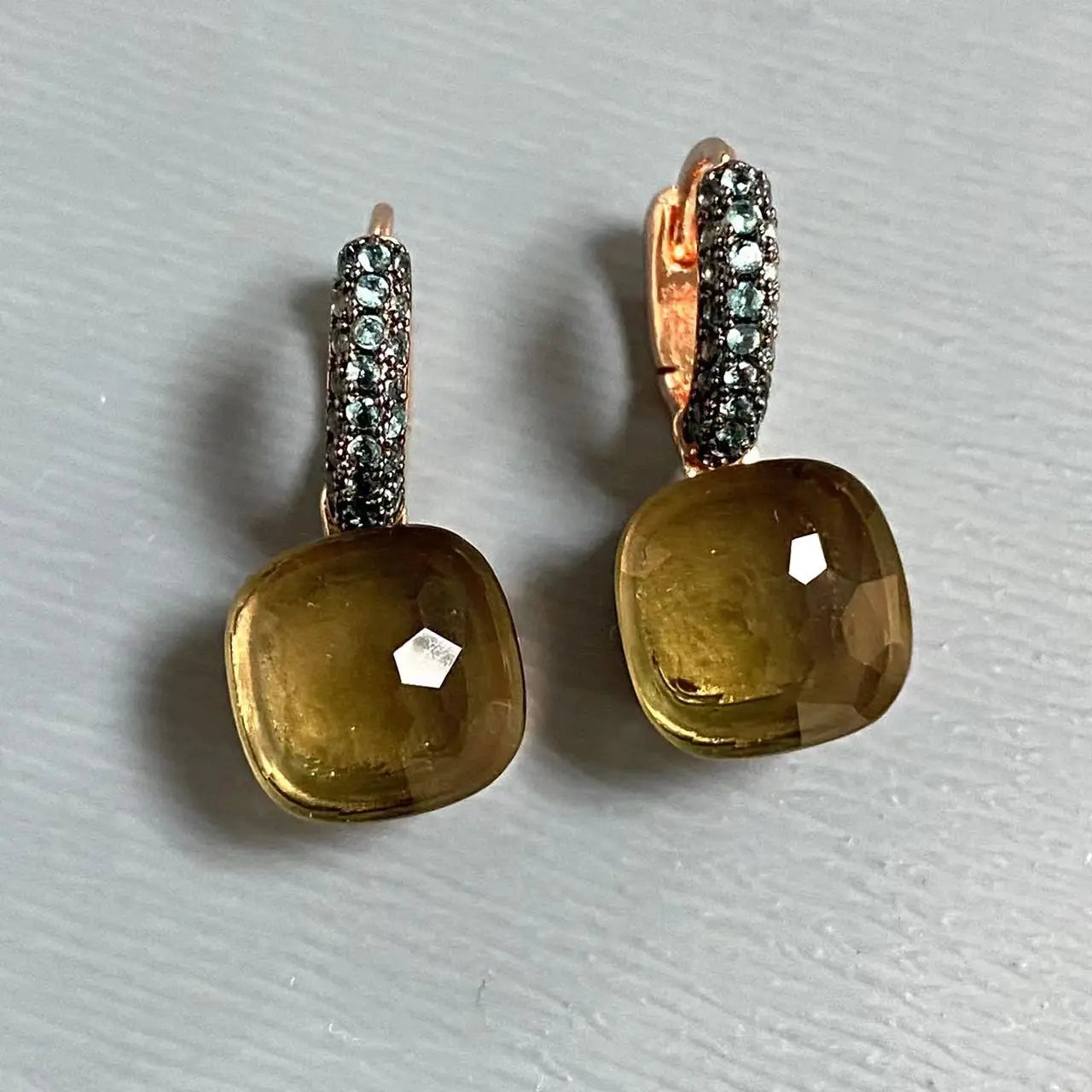 Classic Nudo Earrings Inlay Blue Topaz Zircon With Black Gun Plated Brown Crystal Earrings Fashion Jewelry Gift For Women