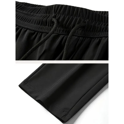 2Pcs Unisex Quick-drying Sweatpants Moisture-wicking Ice Fiber Elastic Waistband Breathable Straight Running Casual Baggy Pants