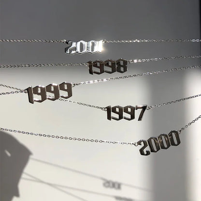 Stainless Steel Birth Year Necklaces For Women Men Gold Silver Color Neck Chain Choker Male Female Pendant Necklace Jewelry