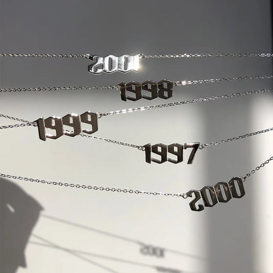 Stainless Steel Birth Year Necklaces For Women Men Gold Silver Color Neck Chain Choker Male Female Pendant Necklace Jewelry