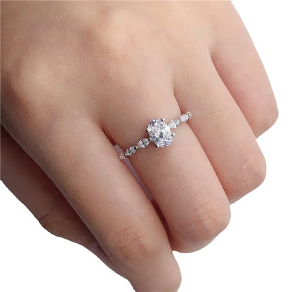 1 CT 2CT Oval Moissanite Ring 925 Sterling Silver Plated 18K Gold Engagement Rings Pass Diamond Test Luxury Moissanite Jewelry