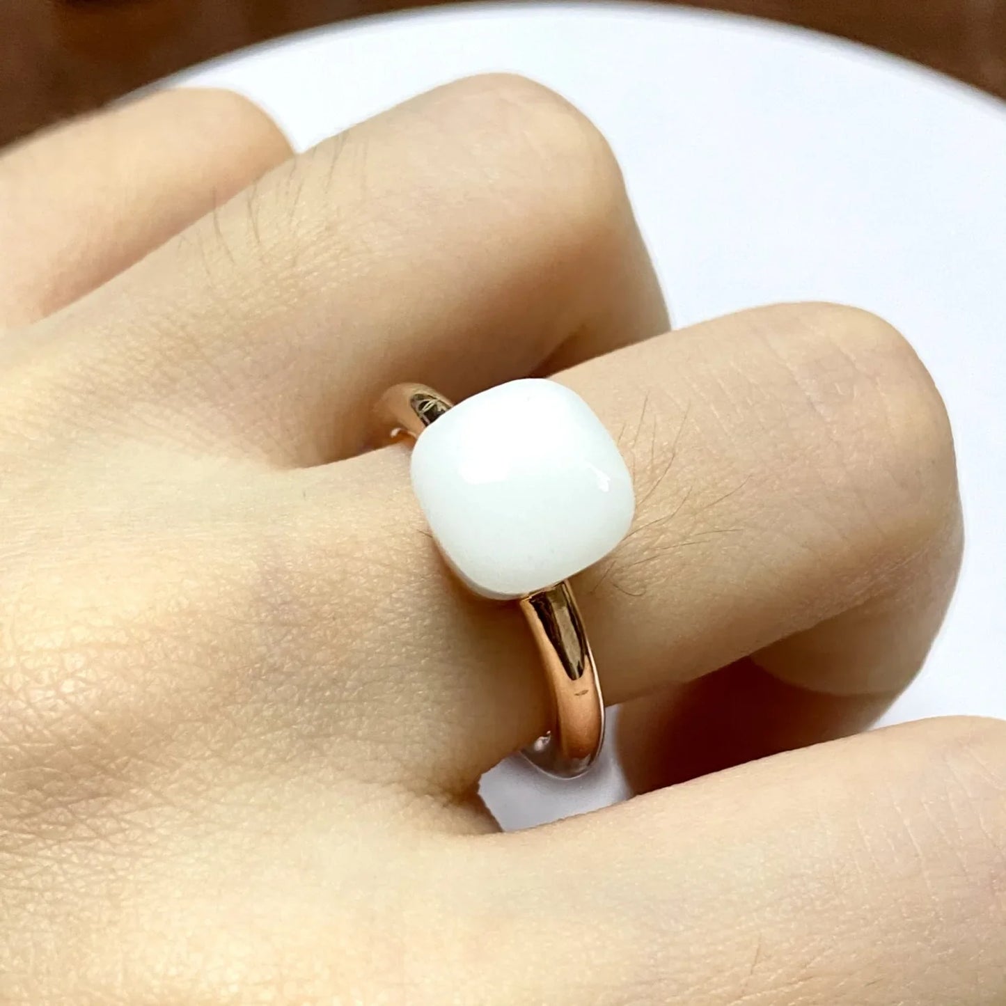 Stylish Purple Crystal Rose Gold Plated Candy Ring 30 Colors Simple Candy Color Jewelry Gift for Women Valentine's Day
