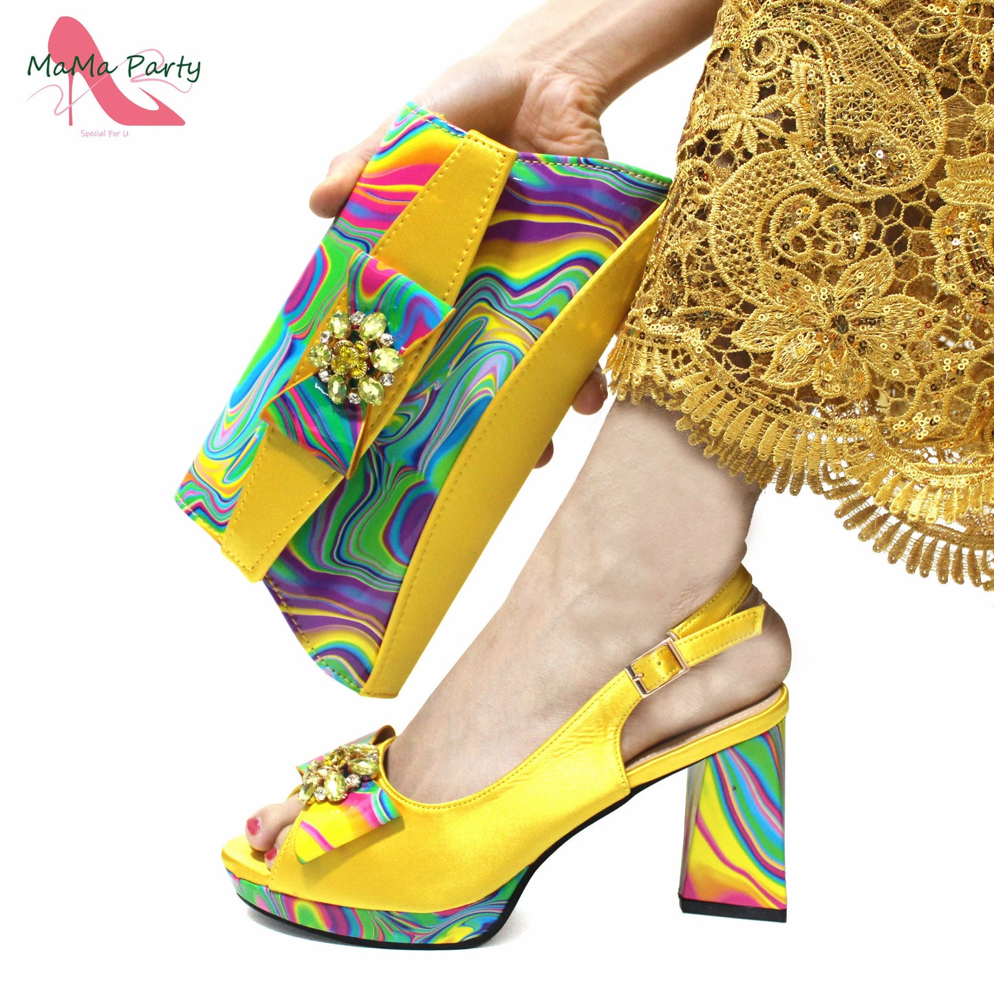 Red Color Italian Design Shoes Matching Bag Set Super High Heels Pumps for Garden Party