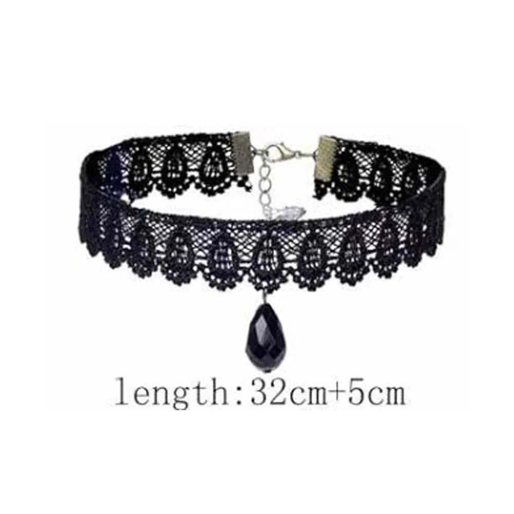 Punk Black Sexy Lace Chokers Necklace For Women Fashion Retro Clavicle Chain Halloween Collar Choker Steampunk Gifts