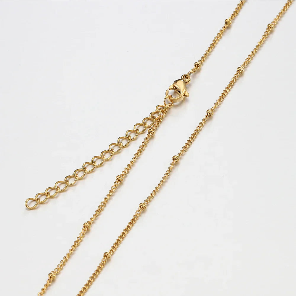 10pcs 5pcs Stainless Steel Bead Chain Necklace Chains for DIY Jewelry Making Findings 45cm+5cm Chain with Lobster Clasps No Fade