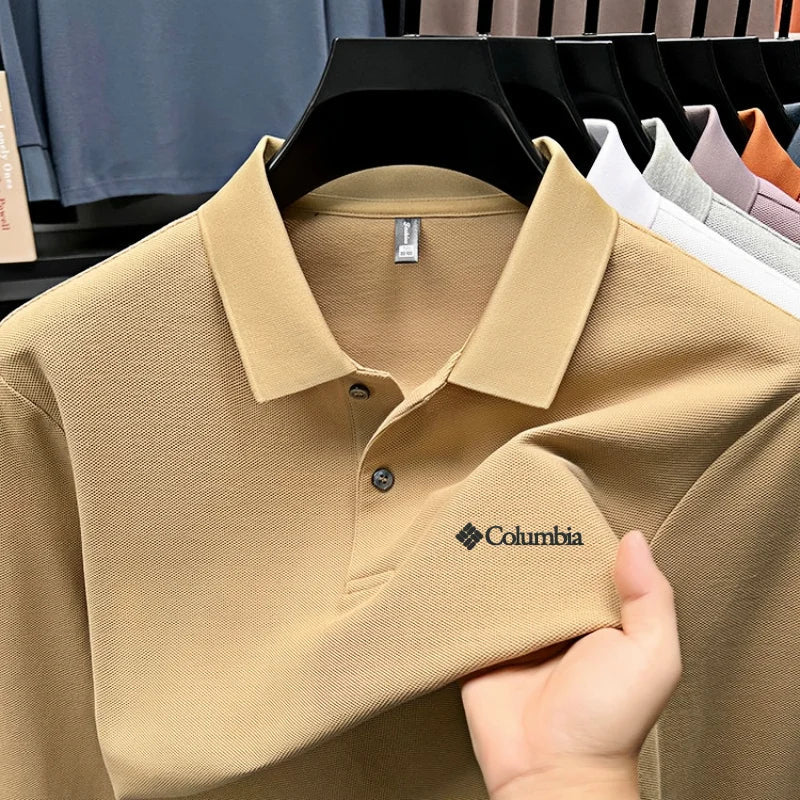 High end brand Polo shirt long sleeved fashionable printed men's top spring 100% cotton skin friendly comfortable casual T-shirt