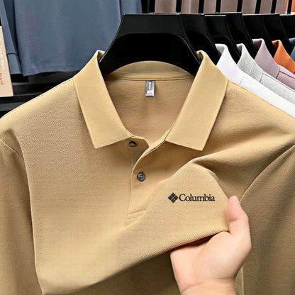 High end brand Polo shirt long sleeved fashionable printed men's top spring 100% cotton skin friendly comfortable casual T-shirt
