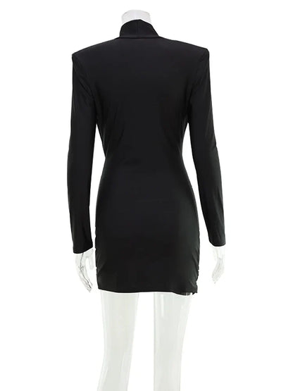 Solid Dresses For Women Fashion Sexy Streetwear Long Sleeves Turtleneck Sheath Mini Vestidos Robes Female Slim Fit Partywear