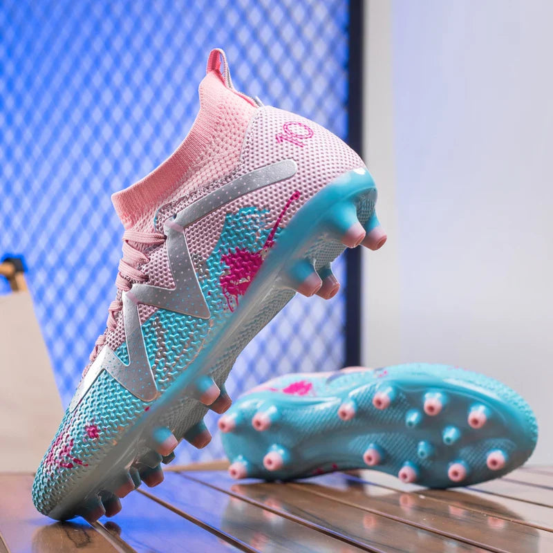 AG FG Athletic Soccer cleats PU Fabric Comfort Upper TPU Anti-slip Long Studs Sole Reliable Quality Adult Kids Training Shoes