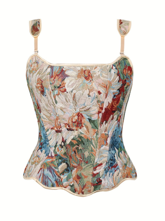 A Frenchstyle floral and fresh printed corset for women shaping top