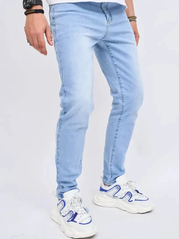 Classic Design 2026 Men's Jeans Light Blue Stretch Skinny Casual Denim Trousers Brand Clothing Streetwear  Fashion Male Pants