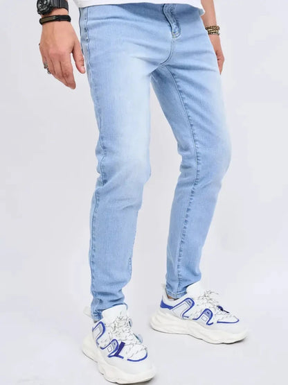 Classic Design 2026 Men's Jeans Light Blue Stretch Skinny Casual Denim Trousers Brand Clothing Streetwear  Fashion Male Pants