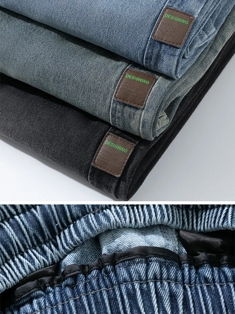 Spring Autumn Baggy Jeans Men Trousers Wide Leg Straight Denim Pants Daily Streetwear Loose Casual Jeans Asian Size L-6XL