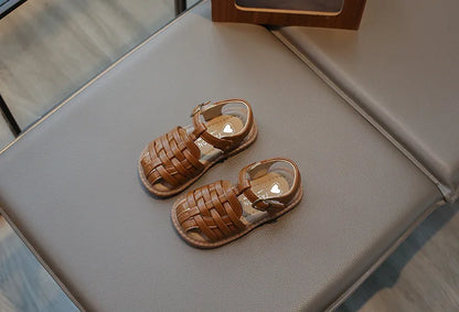 Kids Sandals 2026 Summer Sandals for Boy Fashion Children Cut-Outs Beach Shoes Braided Style Causal Walking Flat Sandals