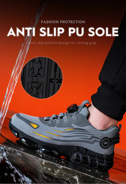 Rotating Button Safety Shoes Men Anti-smash Anti-puncture Work Shoes Fashion Men Sport Shoes Security Protective Boots 36-50