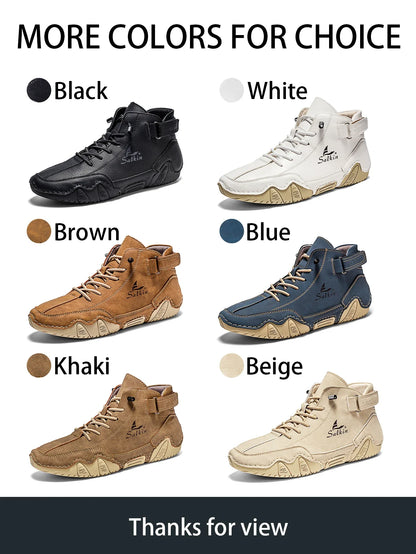 New Handmade Men Boots Design Sneakers Man Outdoor Casual Leather Men Sneakers Ankle Boots Trekking Fall Breathable Hot Sale