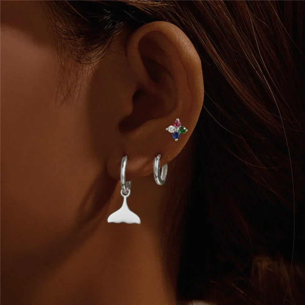 925 Sterling Silver 3pcs 4pcs Set Zircon Stud Earrings 18k Gold Star Minimalism Huggies Earring Fine Jewelly Set Party Gift