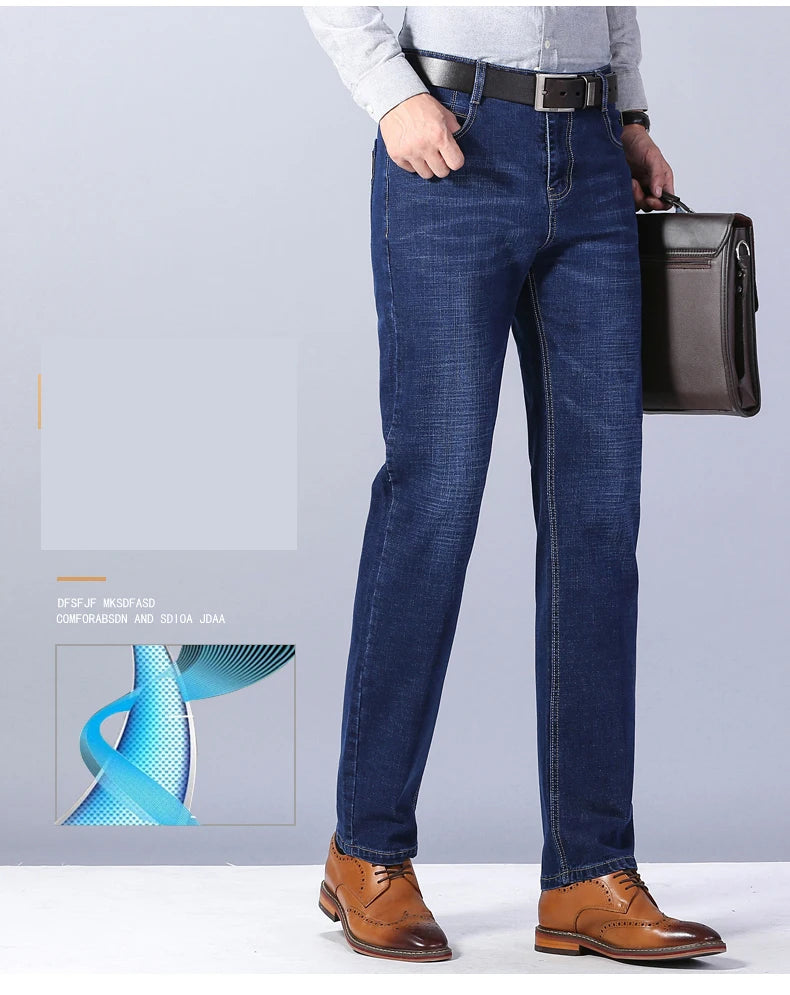 Men's Slim Fashion Denim High Quality Male Pants Elastic Black Blue Leisure Jeans Brand Clothing