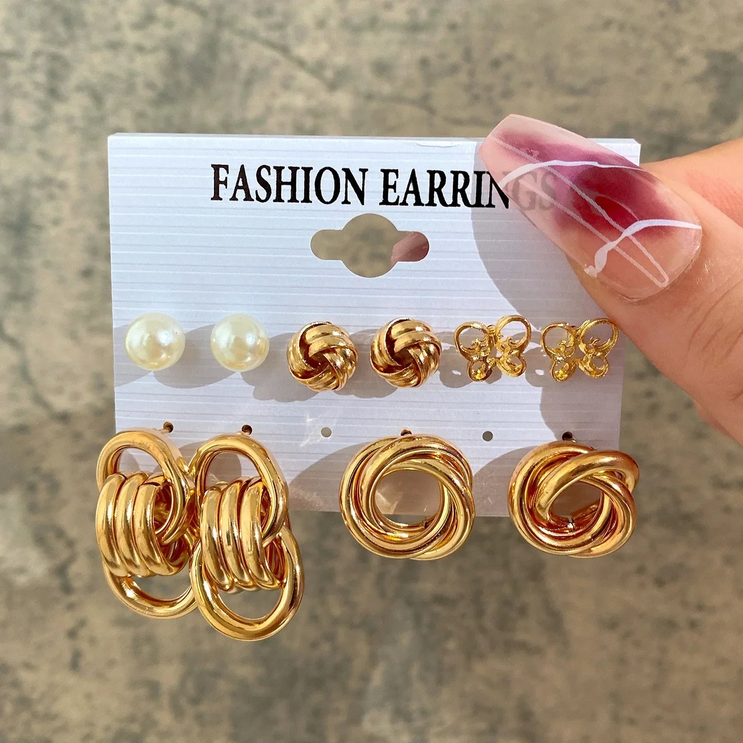 Fashionable Pearl Note Butterfly Geometric Tassel Stud Earrings Women Suit Elegant Charm Engagement Party Jewelry