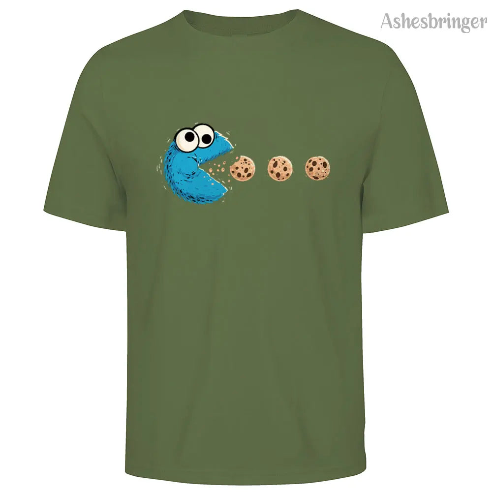 Mens Cotton Funny NomNom-Cookie Adventure Graphic T Shirt on Unisex Street Casual Style Tee for Men and Women