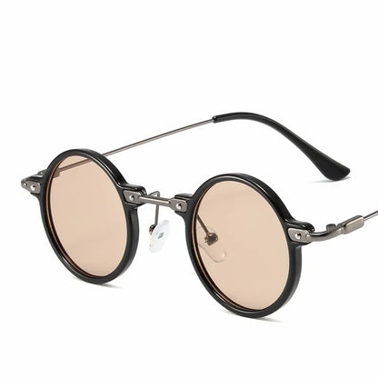 Retro Steampunk Round Sunglasses – UV400 Metal Frame | Men & Women