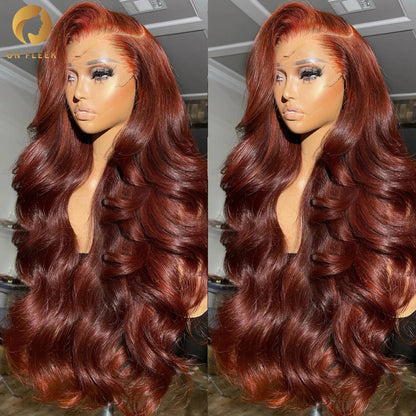 Reddish Brown 13x4 Body Wave Lace Frontal Wigs Human Hair 13x6 Hd Lace Frontal Wigs Human Hair Wigs Pre Plucked 4x4 Closure Wig