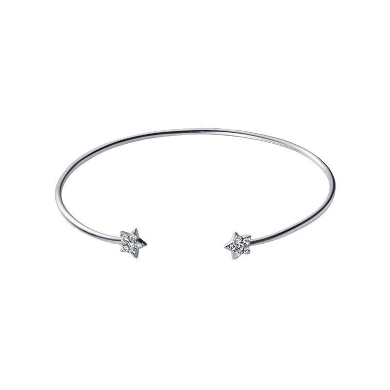 925 Sterling Silver Open Size Bracelet Simple Stars Thin Charm Female Bangle For Women And Girl Fine Jewelry Pulsera