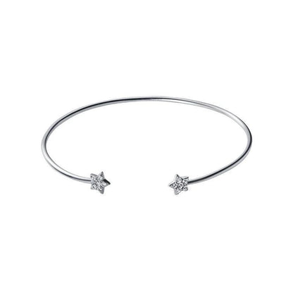 925 Sterling Silver Open Size Bracelet Simple Stars Thin Charm Female Bangle For Women And Girl Fine Jewelry Pulsera