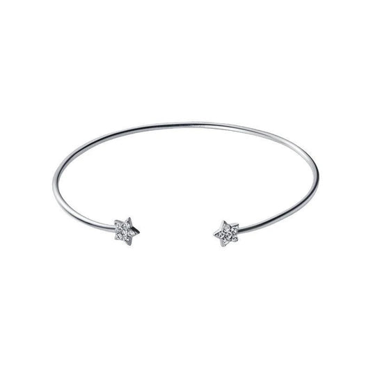 925 Sterling Silver Open Size Bracelet Simple Stars Thin Charm Female Bangle For Women And Girl Fine Jewelry Pulsera