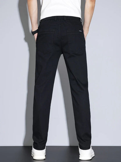 2025 New Men's Casual Pants Spring Summer Thin Business Straight Cotton Stretch Classic Work Trousers Korean Brand Clothing