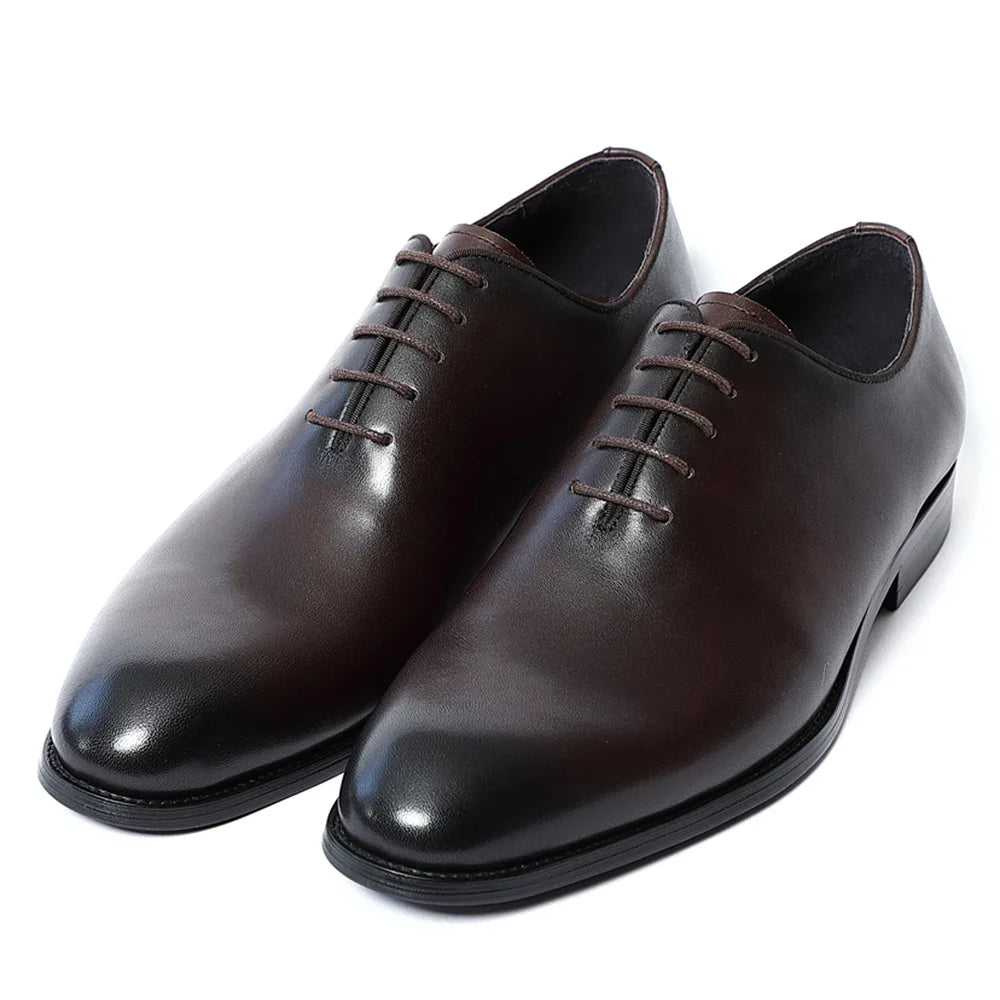 Classic Handmade Mens Dress Shoes Genuine Leather Whole Cut Round Toe Oxford Shoes Business Wedding Formal Suit Shoes Man