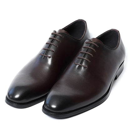 Classic Handmade Mens Dress Shoes Genuine Leather Whole Cut Round Toe Oxford Shoes Business Wedding Formal Suit Shoes Man