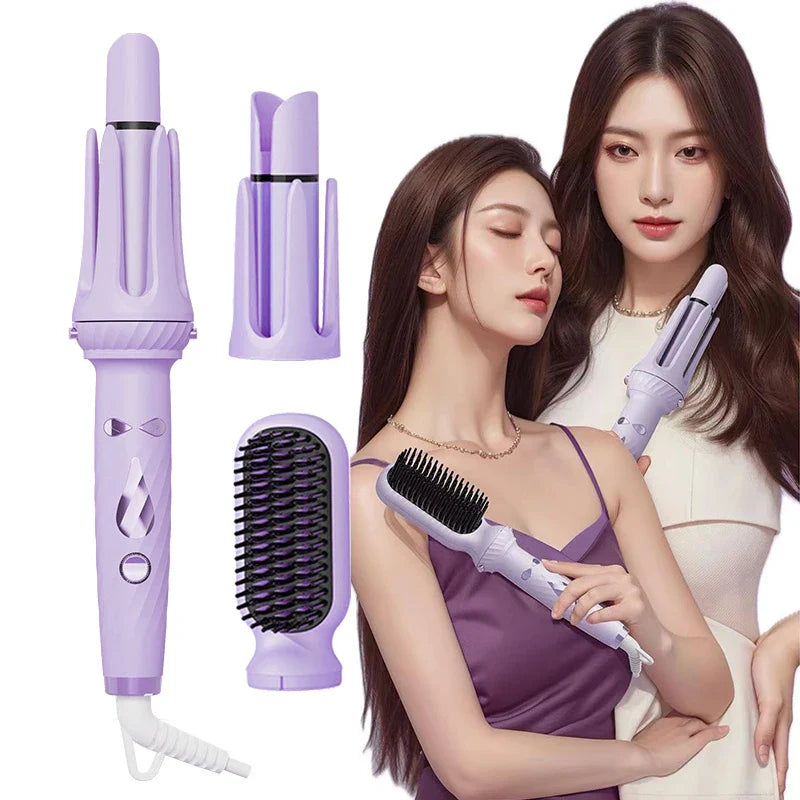 3 IN 1 Negative Ions 28mm & 32mm Roll Automatic Hair Curler Heating Straight Hair Comb Electric Ceramic Curling Iron Hair Stick